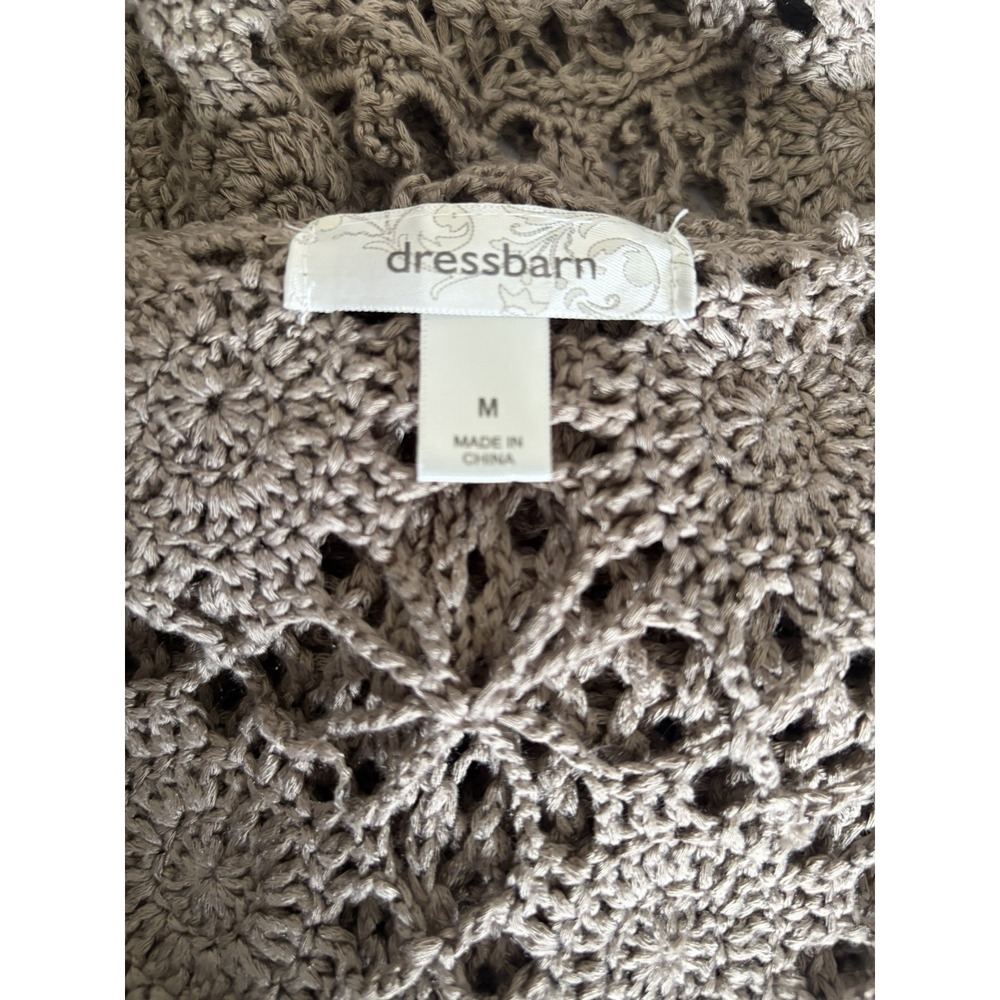crochet knit Open Midi Length Cardi features a bohemian design with a cozy hood. - Picture 4 of 5